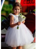 Feifei Sleeves White Lace Tulle Tutu Flower Girl Dress